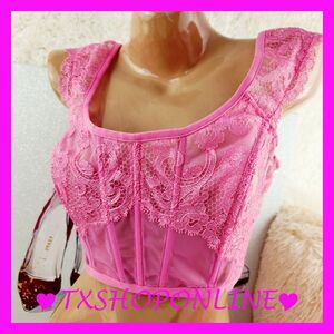 💗👙Victoria's Secret Boho Floral Embroidery Cap-Sleeve Corset Top👙💗